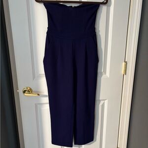 Express Dark Blue Strapless Jumpsuit